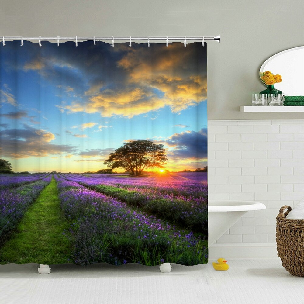 Fresh Flowers Waterproof Bathroom Curtains Shower Curtain 3D Printing