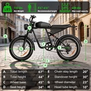 Electric Bike for Adults,750W Motor 1500W Peak,Top Speed 30MPH, Max 55miles,20×4.0 Fat Tires,48V 20Ah Battery,UL 2849,Fit for 18+