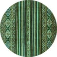 thumbnail image 1 of Ahgly Company Machine Washable Indoor Round Abstract Turquoise Blue Modern Area Rugs, 6' Round, 1 of 4
