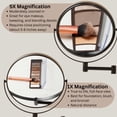 thumbnail image 3 of Jerdon Wall-Mounted Magnifying Mirror - Bathroom Makeup Mirror with 5X Magnification - 8-Inch Diameter - Black - Model JP7506BK, 3 of 7