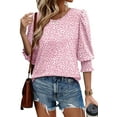 thumbnail image 3 of Fantaslook Blouses for Women Dressy Casual 3/4 Length Sleeve Womens Tops with Smocked Cuffs Fashion Shirts, 3 of 9