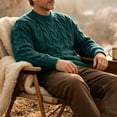 thumbnail image 4 of LYSMORA Men's Crew Neck Cable Knit Sweater Long Sleeve Pullover Top for Daily Commute Outdoor Walk Fall Winter Casual Outing, 4 of 6