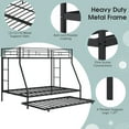 thumbnail image 4 of Kids Bunk Bed with Trundle, UHOMEPRO Safe and Space-Saving Sleep Solution for Growing Families, Twin Over Full Metal Bunk Bed, Sturdy Guardrails, No Box Spring Needed, CPC Certification, Black, 4 of 13