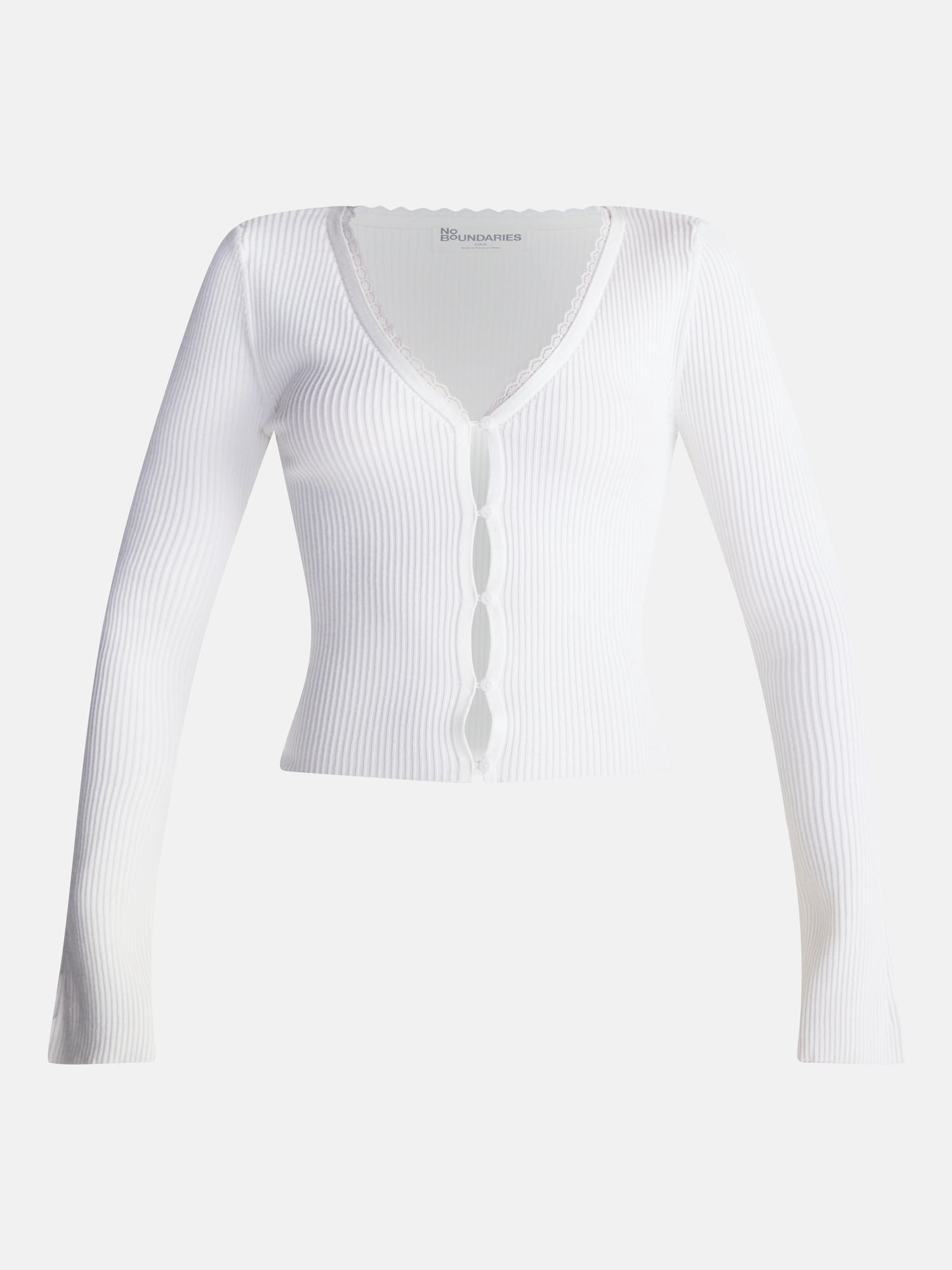 No Boundaries Lace Trim Cardigan, Women's XXS-XXL
