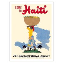 Come to Haiti - Pan American World Airways - Vintage Travel Poster by E. Lafond c.1950s - Bamboo Fine Art 290gsm Paper Print (Unframed) 24x32in