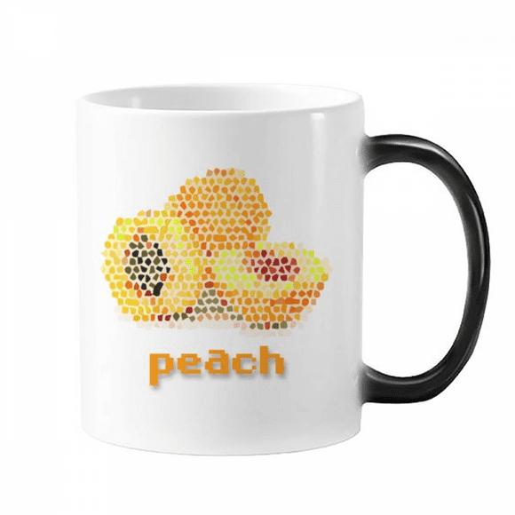 Peach Mosaic Tile Meat Art Deco Fashion Mug Changing Color Cup Morphing Heat Sensitive 12oz