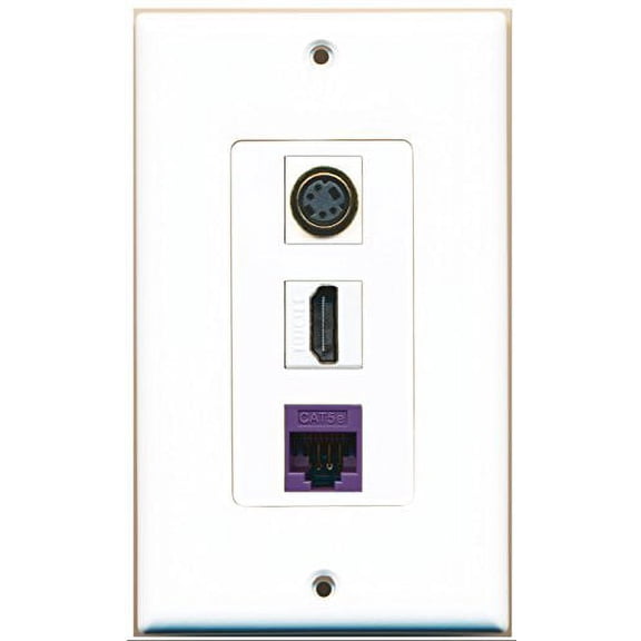 RiteAV - 1 Port HDMI 1 S-Video 1 Cat5e Ethernet Purple Wall Plate Decorative