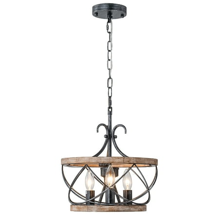 3-Light Farmhouse Vintage Cage Chandelier