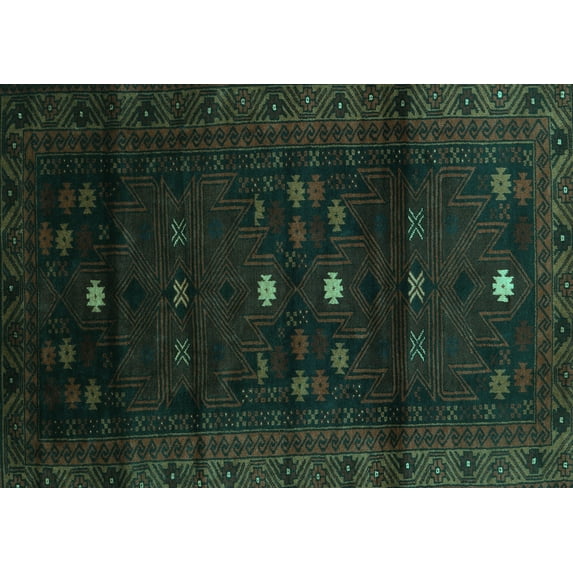 Ahgly Company Indoor Rectangle Persian Turquoise Blue Traditional Area Rugs, 3' x 5'