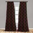 thumbnail image 4 of Ambesonne Hawaiian Curtains, Lines in Flowers Form Art, Pair of 28"x95", Pale Maroon and Fawn, 4 of 4