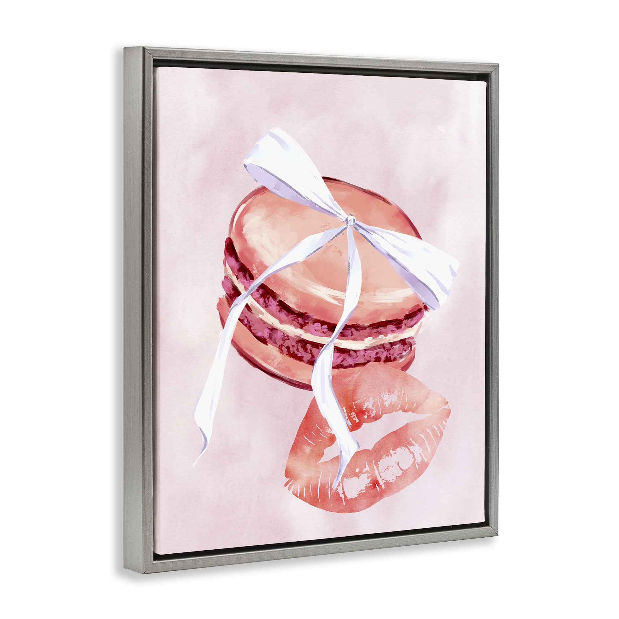 Stupell Industries Glam Macaron Dessert Food & Beverage Painting Gray Floater Framed Art Print Wall Art, 17 x 21