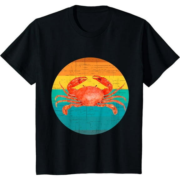 Kids Vintage Sunset Fun Crab Crabbing Crabs Crabber Gift For Boys T-Shirt