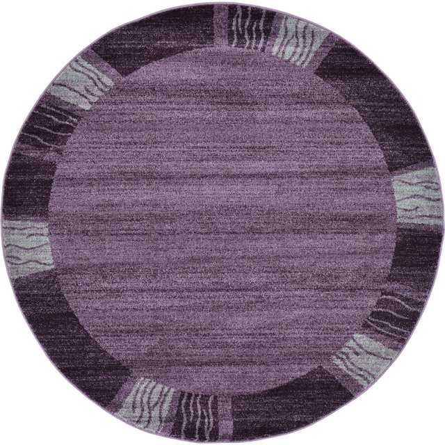 Unique Loom Del Mar Collection Area Rug-Transitional Inspired with Modern Contemporary Design, 6' 0 x 6' 0 Round, Purple/Beige