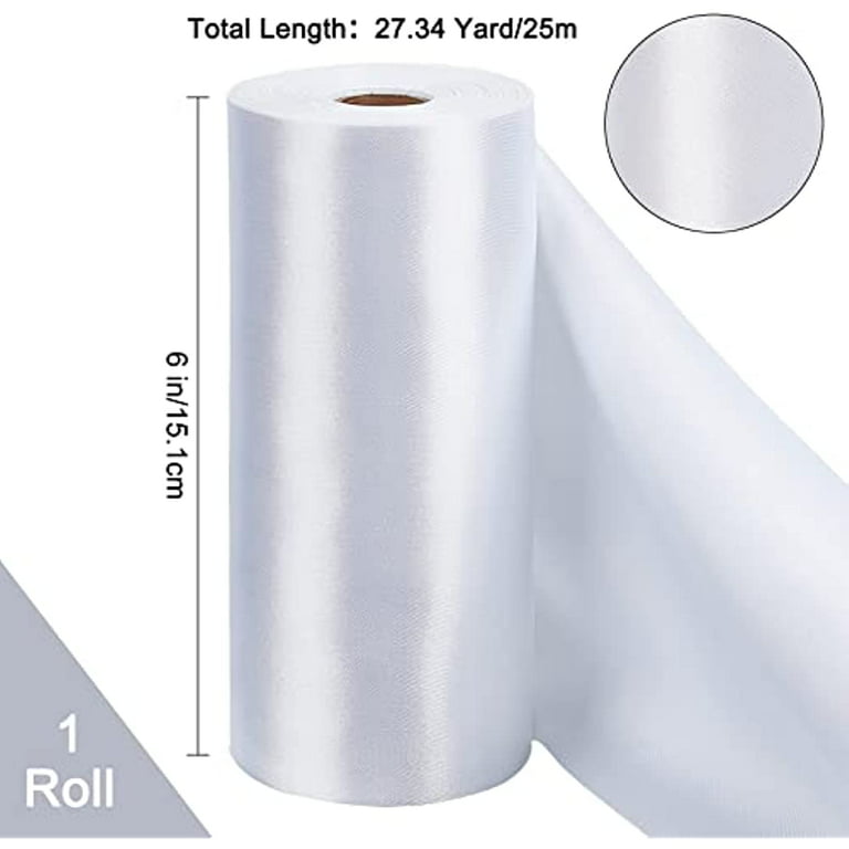 Double Face White Satin Ribbon 5/8 inch x 50 Yards Polyester White Ribbon for Wedding Decor, Wreath, Gift Package Wrapping and Other Projects