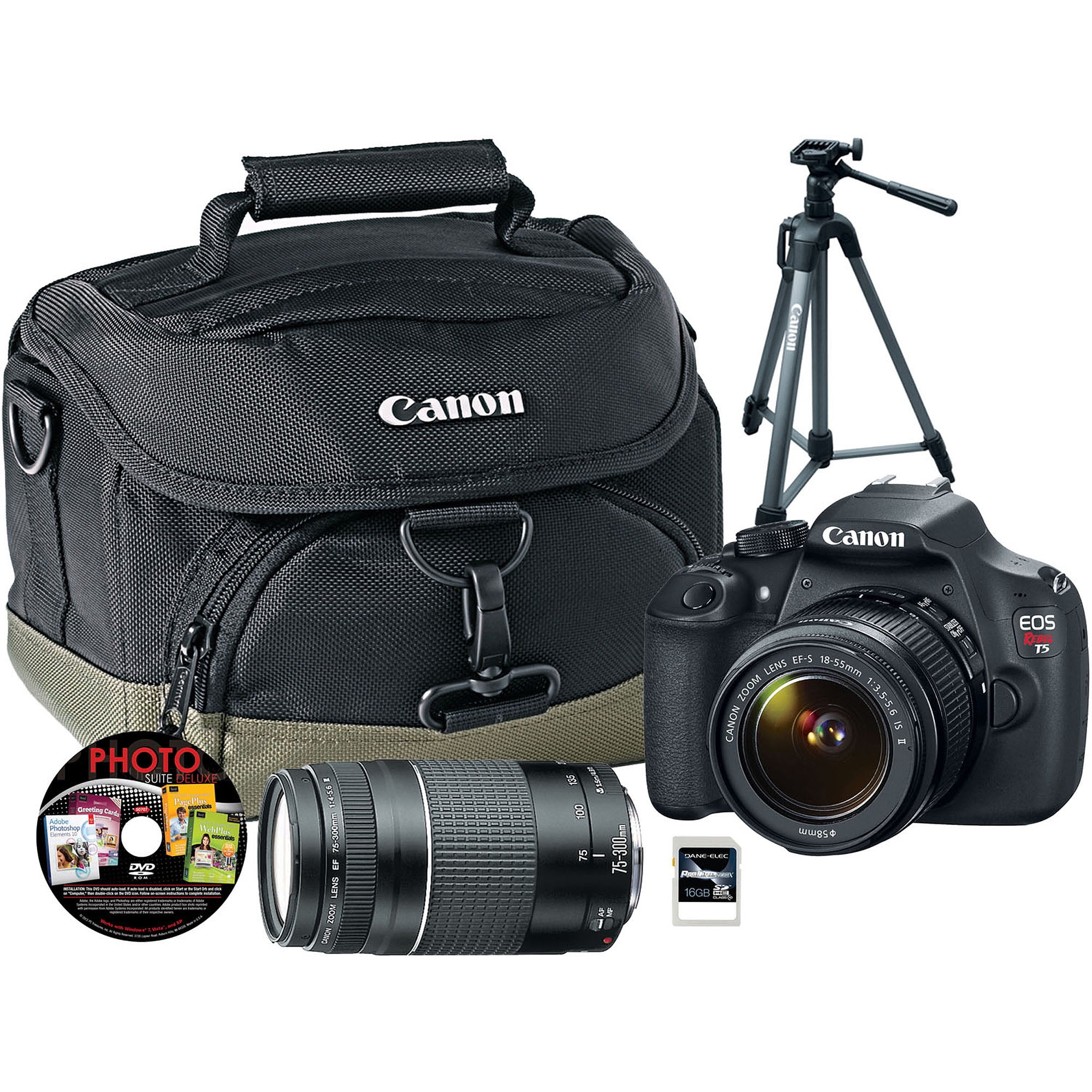 Canon Black EOS Rebel T5 Digital SLR Camera with 18 ...