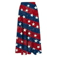 thumbnail image 3 of Oplxuo Women's Flowy Elastic High Waist Skirts USA Flag Graphic Boho Casual Beach Holiday Floral Print A Line Midi Skirt, 3 of 4
