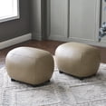 thumbnail image 6 of 23" Wide Faux Leather Upholstered Ottoman Set of 2, Mid-Century Modern Living Room Footrest with Soft Padded Seat, Footstool for Bedroom, Entryway or Living Room, Khaki, 6 of 9