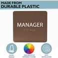 thumbnail image 2 of ADA CENTRAL SIGNS - 6" X6" Manager Room Sign - ADA Compliant Tactile Graphics Grade 2 Braille Text Acrylic Wall Sign - Staff Privacy Signs for Offices, Hotels, Schools, Apartments, and Restaurants, 2 of 7
