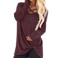 thumbnail image 2 of Jersey para mujer, camisa con cuello cruzado, manga larga, sudadera informal holgada para otoño, 2 of 5