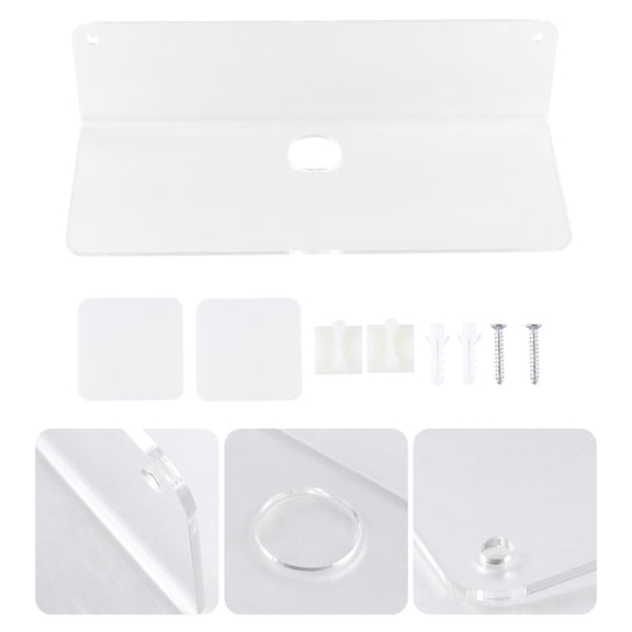 FELTECHELECTR Transparent Acrylic Wall Mounted Shelf Industrial Style for Office Display 1 Pc