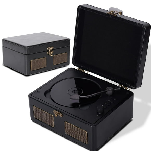 Caja de música RetroBeat Time Vintage CD y tocadiscos negra