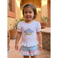 thumbnail image 4 of BemeyourBBs Toddler Baby Girl Summer Clothes Cute Infant Baby Girl 2 Pieces Outfit Princess Car High Heel Shoes Embroidered Puff Short Sleeve TShirt Tops and Shorts Set, 4 of 9