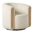 thumbnail image 3 of Walker Edison Modern Upholstered Swivel Barrel Armchair, Ivory, 3 of 15