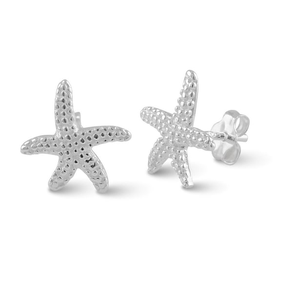 SilverCloseOut Tropical Starfish Earrings, Sterling Silver, Womens Studs, 0.35 in