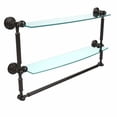 thumbnail image 7 of Waverly Place Collection Two Tiered Glass Shelf with Integrated Towel Bar - Antique Bronze / 24 Inch, 7 of 7