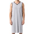 thumbnail image 2 of Men's Sleeveless V-Neck Modal Nightshirt, Loose Fit Lightweight Soft Sleep Shirt Knee Length, Breathable Comfort Casual Home Loungewear Tank Top Gray, 2 of 5