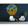 thumbnail image 3 of Glowneon Crow Stand In Pumpkin Neon Sign, Wall Art Halloween Decor, 3 of 4