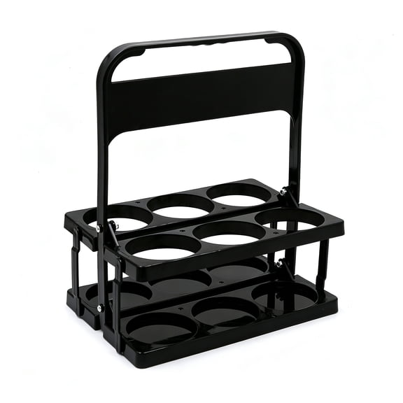 Portable Reusable Drink Carrier with Ergonomic Handle, Plastic Takeout Cup Holder for Delivery & Car Use, Black
