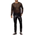 thumbnail image 2 of Lars Amadeus Mesh T-Shirt for Men's Long Sleeves See Through Sheer Top, 2 of 4