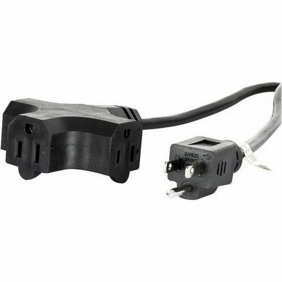 Accu Cable EC123-3FER10 12 Gauge 10' Black 3 Outlets Outdoor & Indoor Extension Cord