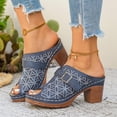 thumbnail image 4 of Wdhugt Pantoufles à Talons Hauts Brodées à Motif Floral pour Femmes, Boucle Métallique, Bout Semi-Couvert, Style Printemps Été, Taille Us 9.5, Hauteur du Talon 2.87 Pouces, Matériau Pu, 4 of 9