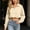 Beige, variant on Women's Half-Zip Collar Cropped Sweatshirt with Drawstring Hem, Long sleeve pullover for campus wear, daily classes and weekend outdoor activities Beige XXL