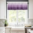 thumbnail image 3 of Purple Ombre Kitchen Curtain Set, Farmhouse Vintage Wooden Striped Window Valance and Tiers 24" Length, Light Filtering Short Curtains Valance for Cafe Bathroom Bedroom 54"x18", 3 of 7