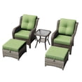 thumbnail image 6 of Meetleisure 5 Piece Wicker Patio Furniture Set, Rattan Chairs with Side Table, Ottomans, High Back, Deep Seating, Wide Armrest, Thick Cushions for Deck Porch, Green, 6 of 9