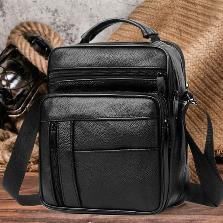 pongl Men's Messenger Bag Cowhide Leather Bag Mobile Phone