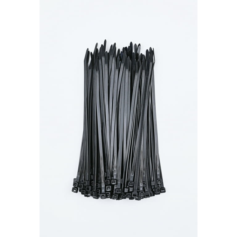 Hyper Tough 8 inch Cable Ties Black 75lb Tensile Strength 100 Pack