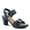 BLUE, variant on Women's DADE-WOVEN Hook and Loop Sandals - Textured Faux Leather with Gold Button Accents, Adjustable Fit