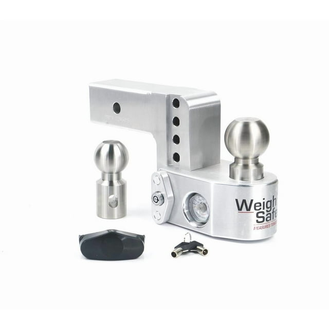 Weigh Safe Trailer Hitch Ball Mount WS4-2.5 Fits 2-1/2 Inch Receiver; 18500 Gross Trailer Weight; Adjustable; Non-Stowable; 4 Inch Drop/5 Inch Rise; 8000 Pound 2 Inch Ball/18500 Pound 2-5/16 Inch Ball