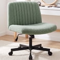 thumbnail image 5 of CELTOSS Criss Cross Home Office Chair, Teddy Fabric Armless Swivel Task Computer Chair with Wheels, Green, 5 of 14