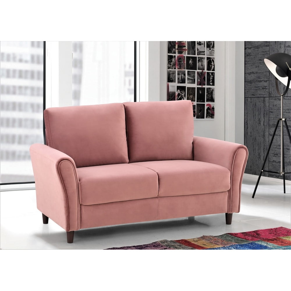 US Pride Furniture Corel 58.27" Flared Arm Rose Velvet Loveseat