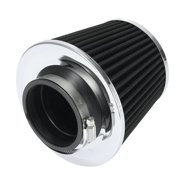 Unique Bargains Black 3'' Inch Inlet Dia Vehicle Air Intake Filter Replacement Metal Round Tapered