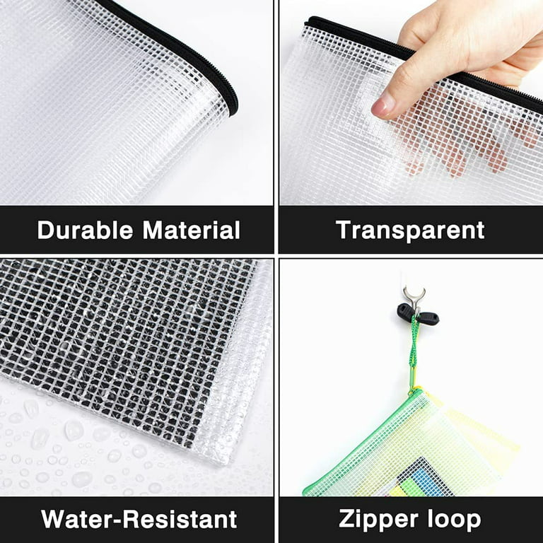 Plastic Mesh Zipper Pouch 7x9 in ( 10 Packs),Extra Large Water