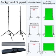 LINCO LED Photography Studio Lighting Backdrop Stand Kit 3 Color Muslin (Black/White/Green) Background Support Kit-AM243