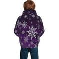 thumbnail image 6 of Kll Unisex Kids Boys Girls Hooded Pocket Pullover Hoodies-Snowflake Gradient Purple, 6 of 9