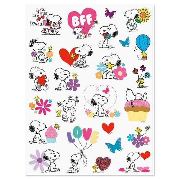 PEANUTS® Snoopy Hearts Valentine's Sticker Pack - Set of 48, Largest 2¼" x 2½"