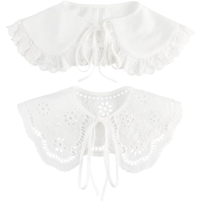 2 piezas de cuello falso desmontable para blusa, cuello falso para camisa corta, cuello falso desmontable, costura de prendas, aplique, borde de encaje, ribete de escote